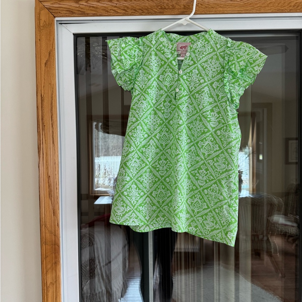 Banjanan Lime Green and White Floral Blouse
